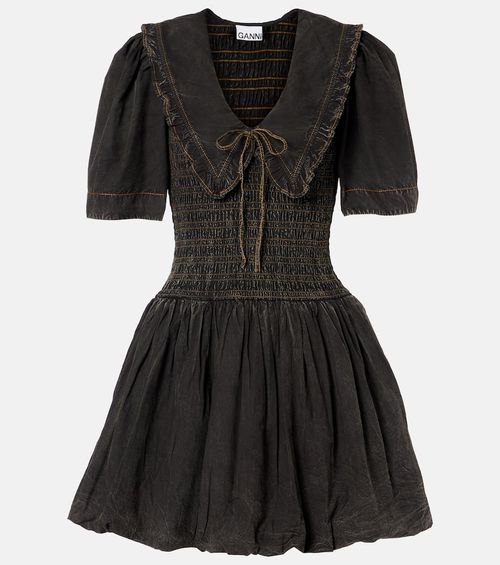 Bow-detail denim minidress