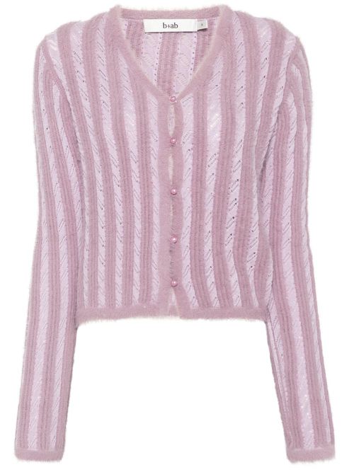 Contrast-knit cardigan - Purple