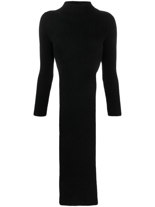 Cut-out detail wool knitted top - Black