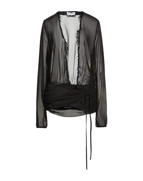 Woman Top Black Size 4 Polyester, Glass