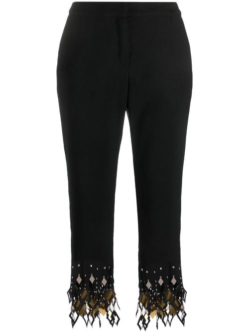 Studded-ankles cropped trousers - Black