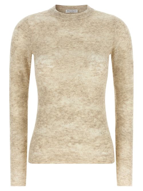 Perforated Silk and Alpaca Sweater — beige