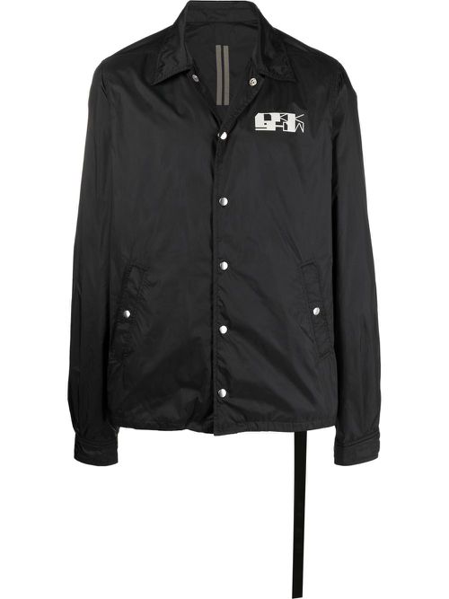 Logo-print snap front jacket - Black