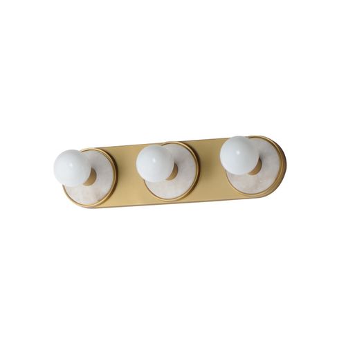 Hollywood 3-Light LED Wall Sconce in Whit Alabaster with Natural Aged Bra