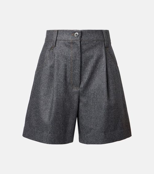 High-rise virgin wool shorts