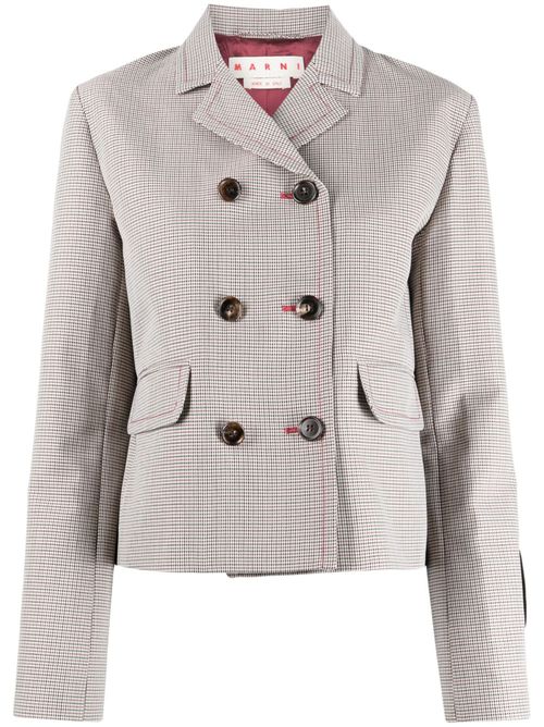 Houndstooth-pattern double-breasted blazer - Neutrals