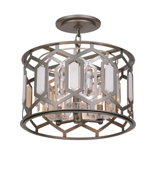 Bronze & Sultry Silver Three Light Semi Flush Mount from the Hexly Collection