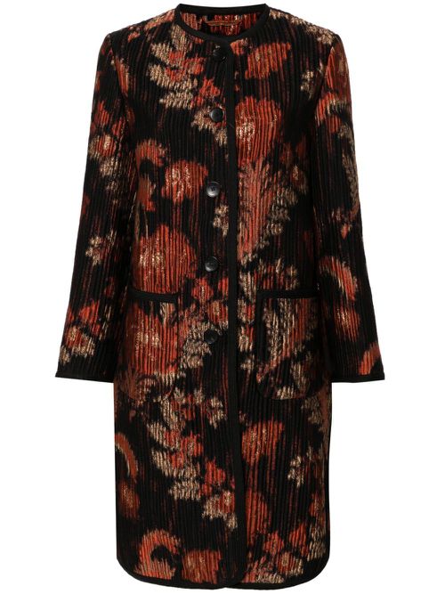 Abstract-jacquard coat - Black