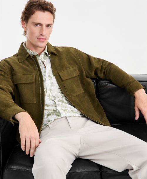 Men's Two Pocket Suede Jacket, Macy's Exclusive - Gallant Green