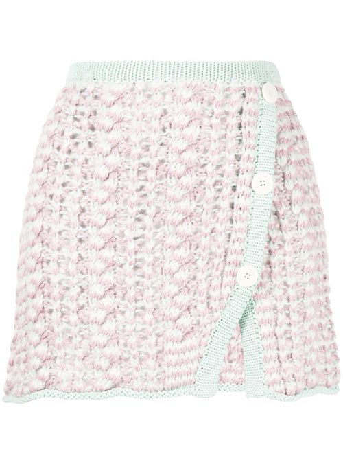 Off-centre button-fastening skirt - Purple
