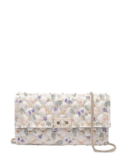 Quilted floral-print crossbody bag - White