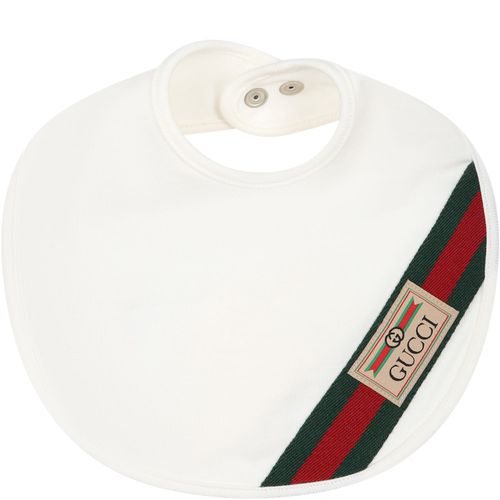 White Baby Bib With Web Detail