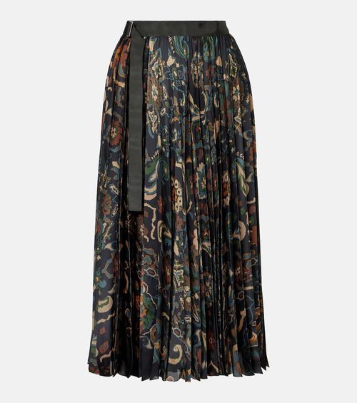 Floral pleated midi skirt