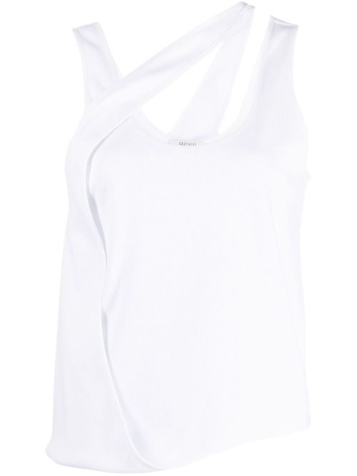 Mirror ribbed tank top - White