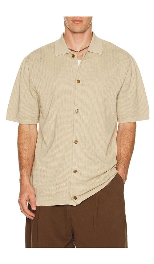 Rhythm West Winds Stripe Shirt in Brown. M. Also in L, S, XL/1X
