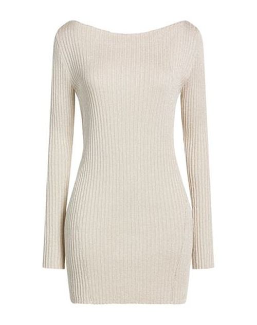 Woman Mini dress Beige Size 2 Viscose, Polyamide, Metallic fiber