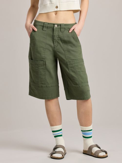Women's Isabella Bermuda Cargo Shorts in Kale by UNIONBAY, Kale