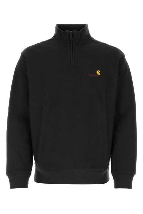 Half-Zip Cotton-Blend Sweatshirt — Black