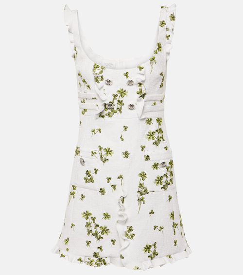 Embroidered bouclé minidress