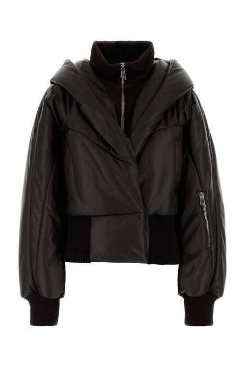 Cropped Padded Down Jacket — Black