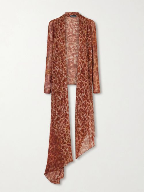 Meena Printed Silk-crepon Jacket - Orange
