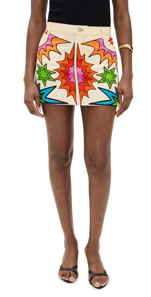 BruceGlen Play Print Denim Mini Skirt Boompow