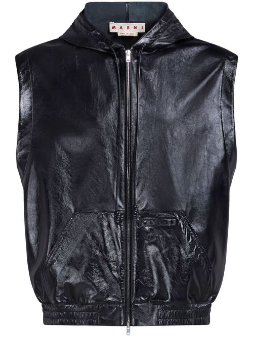 Sleeveless leather jacket - Black