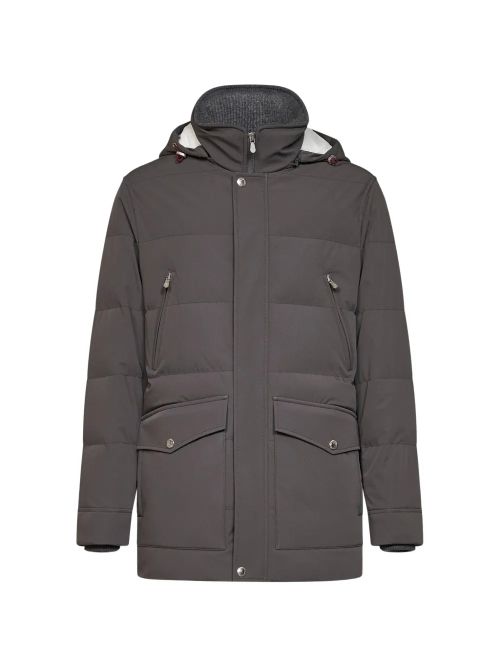 Padded with Detachable Hood Down Jacket — Charcoal