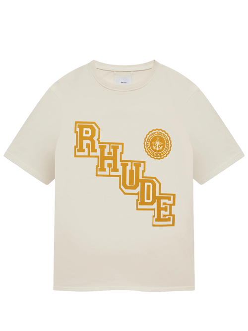 Rhude Collegiate Crest T-Shirt in White - White