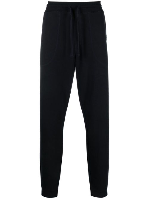 Drawstring-waist cotton track pants - Blue