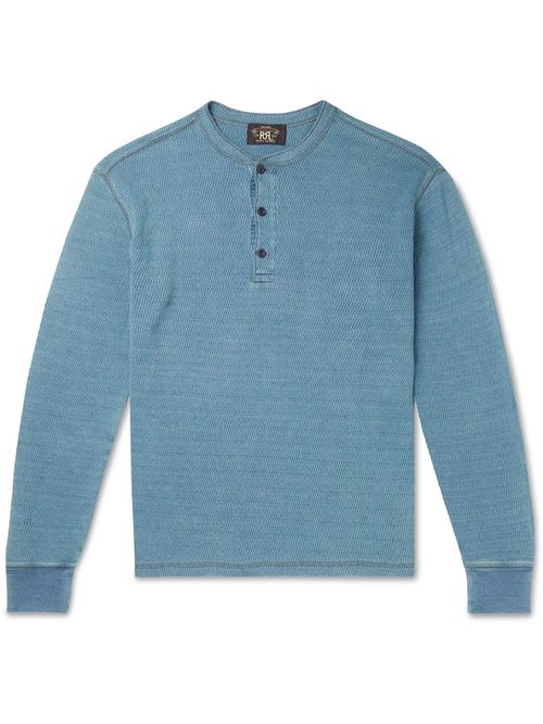Textured-Cotton Henley T-Shirt
