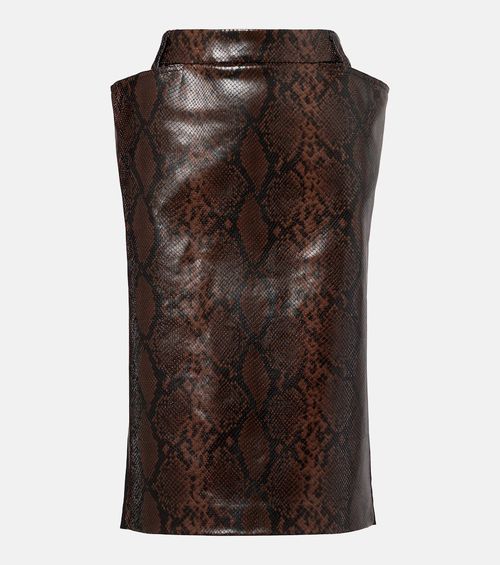 Snake-effect midi skirt