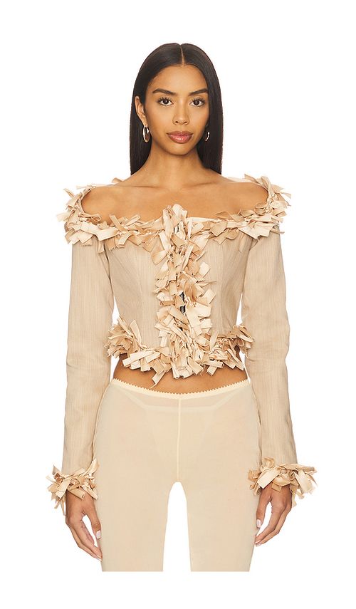 LADO BOKUCHAVA Tied Venom Top in Beige. M also in L