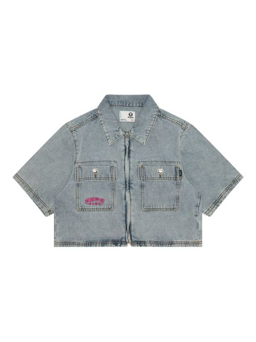 AAPE BY *A BATHING APE® zip-up cropped shirt - Blue