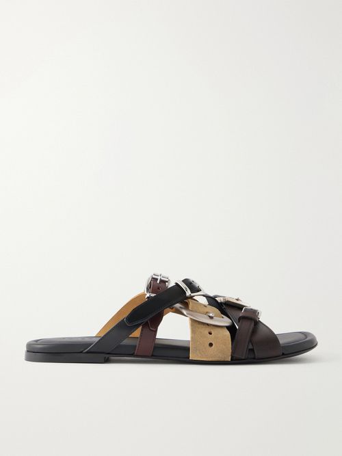 Buckled Leather Sandals - Black