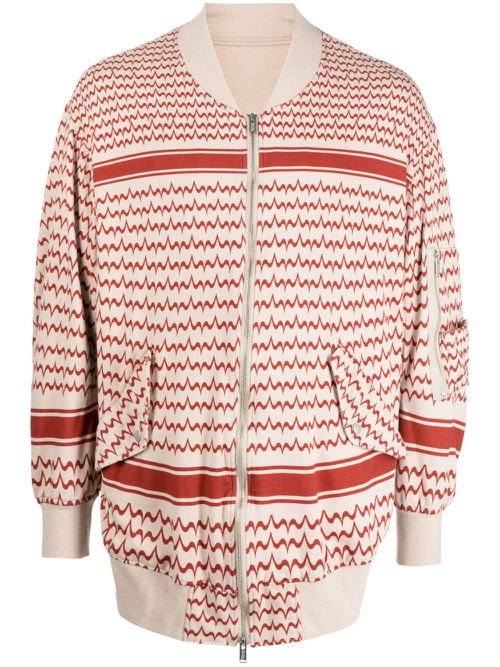 Graphic-print zip-up sweatshirt - Neutrals