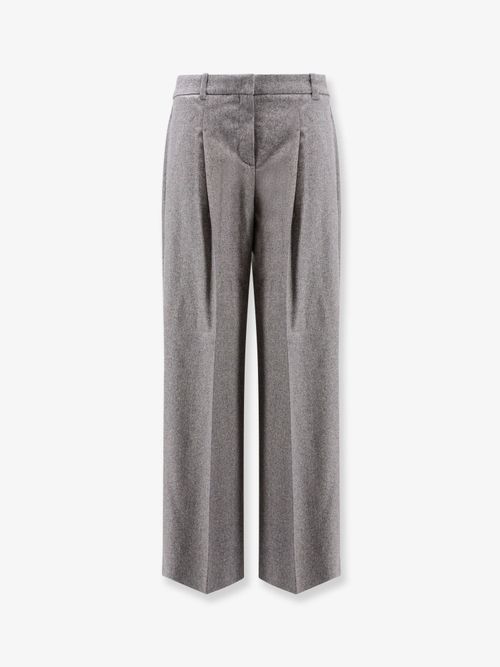 Melange Wool Blend Trousers — Gray