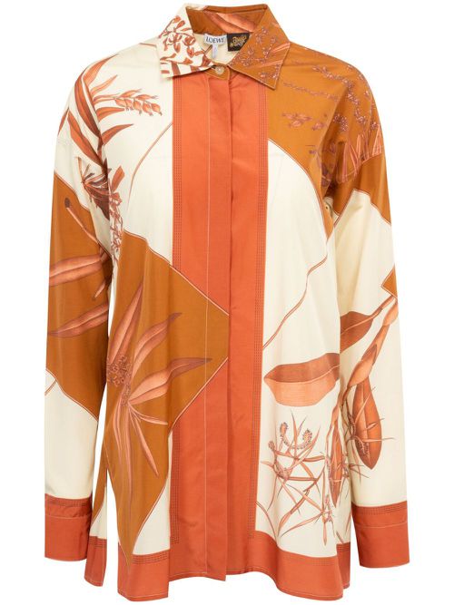 Graphic-print silk shirt - Orange