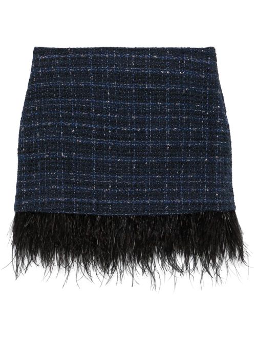 Feather-trim mini skirt - Blue