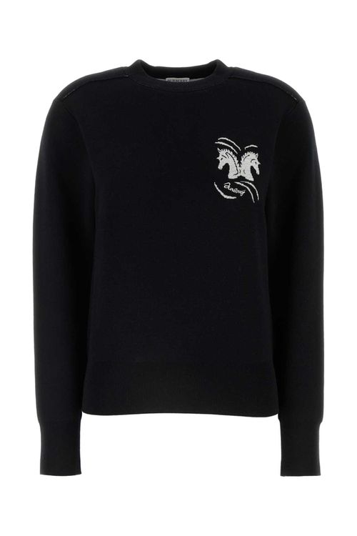 Black Stretch Wool Blend Sweater