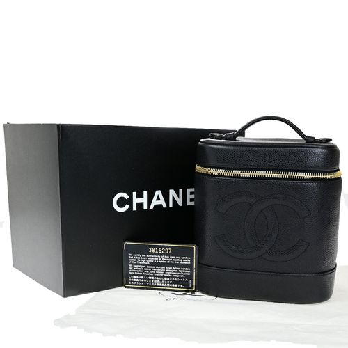 Chanel Vintage Timeless Vanity Case Caviar Black Calfskin Handbag Pre-Owned