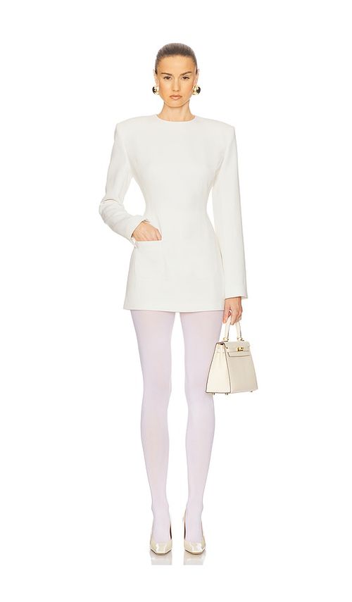 Helsa The Heavy Crepe Suit Dress in Ivory - Ivory. L also in