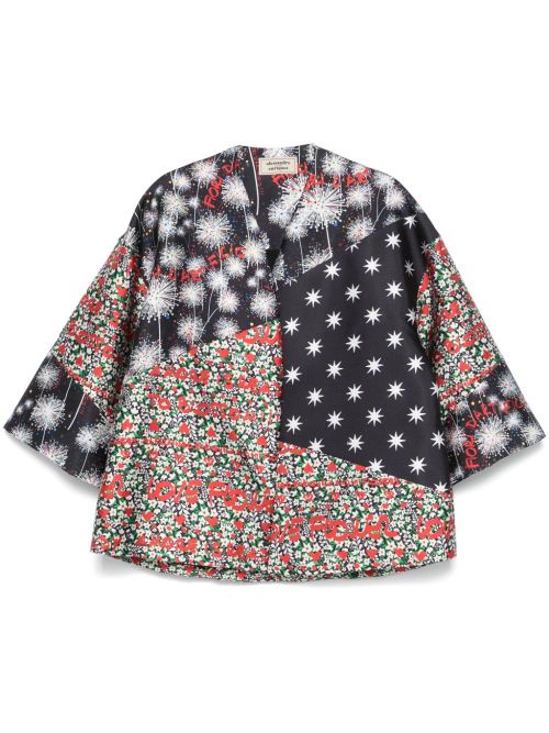Patchwork Floral Print Tunic — Black