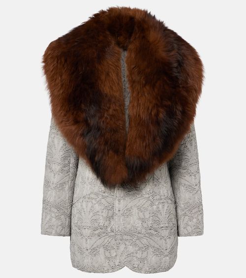 Shearling-trimmed cotton coat
