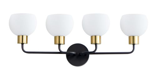 Bronze Satin Brass Four Light Bath Vanity from the Coraline Collection