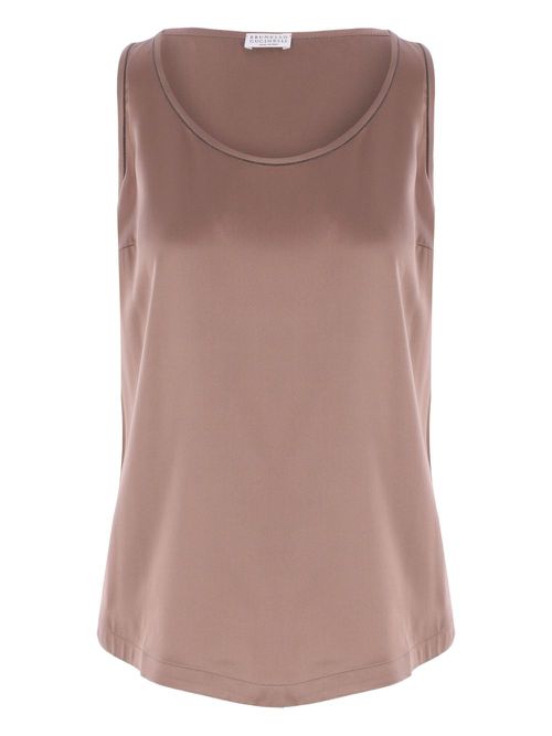 Brunello Cucinelli silk-satin tank top - Brown