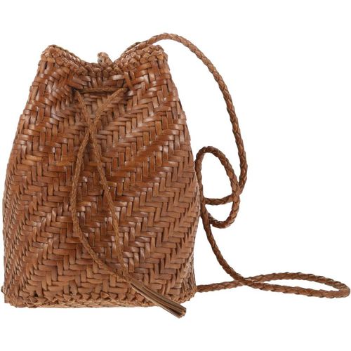 Dragon Pompom Woven Leather Bag