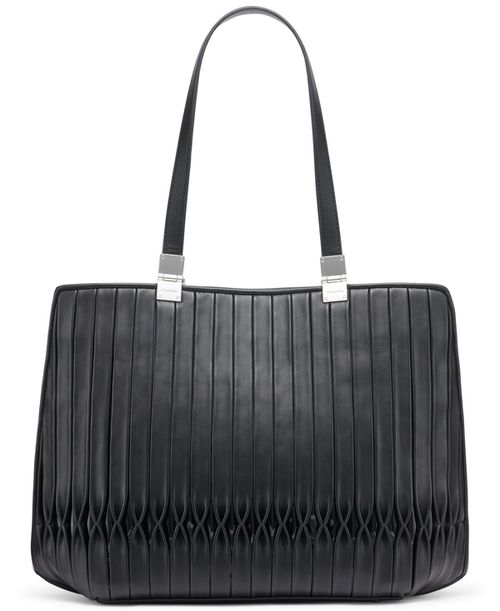Granite Pleated Tote Bag - Black, Silver