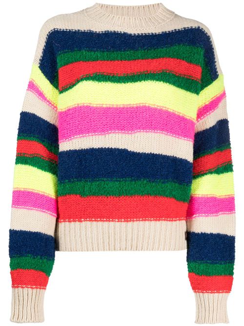 Horizontal-stripe chunky-knit jumper - Blue
