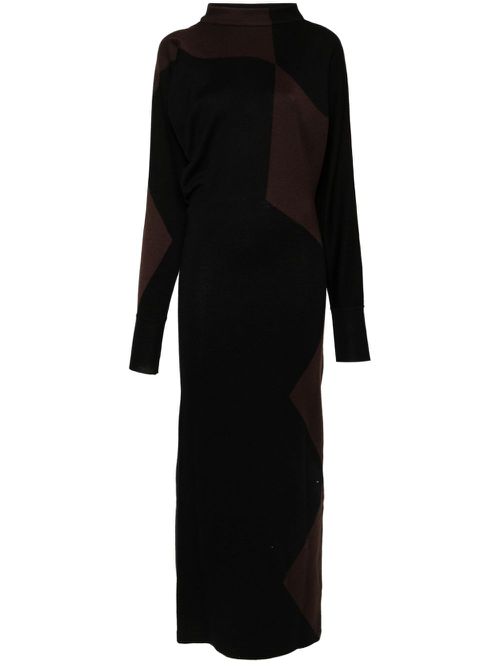 Scoop-back knitted maxi dress - Black